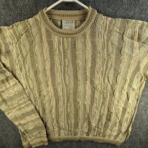 COOGI Australia Lightweight Beige OVERSIZED Sweater Knit Abstract Medium Women